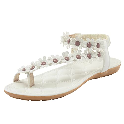 Chanclas con chanclas con flores chanclas para mujer Sandalia talla 42, Color blanco., 37 EU