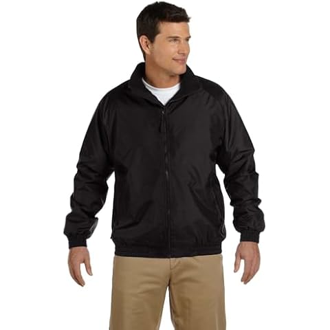 Harriton Fleece-Lined Nylon Jacket, Large, BLACK/ BLACK Cover