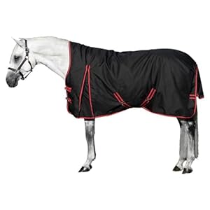 Blizzard High Neck Horse Turnout Blanket | Black Size 72 | Medium Weight 220 Grams | 1200 Denier | Euro Fit | Criss-Cross Surcingle | Waterproof, Windproof & Breathable