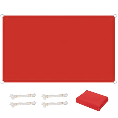 Sonnensegel Rechteckig Wasserdicht 1.5 x 3 m,Wetterbeständig Wasserabweisend Sonnenschutz 100% PES, Sichtschutz Garten Segeltuch Pergola,Für Außenbereiche Garten, Rot