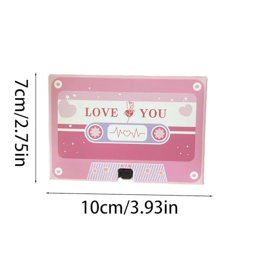 Voice Recording Cassette Tape for Couples, 30s/1min/5min Personalized Sound Message Greeting Card, Customizable Sound Greeting Card, Reusable Romantic Keepsake Gift for Valentine's Anniversary (Pink)
