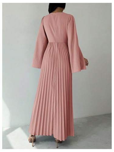 SOLY HUX Women's Maxi Dress Split Long Sleeve Pleated A Line Flowy Cocktail Party Long Dresses2