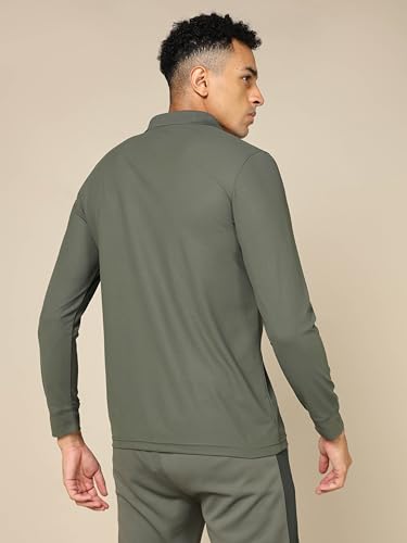 Image of TECHNOSPORT Mens Slim Fit Polyester Active Wear Collar Polo T-Shirt with Long Sleeves for Workout, Sports