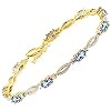 RYLOS Tennis Bracelet with 6x4MM Birthstone Gemstones & Diamonds Yellow Gold Plated Silver - Adjustable to 7-8" - Friendship and Elegance in One.