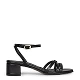  Viena Sandalias de Tiras Finas y tacón bajo Negra, Talla EU 39