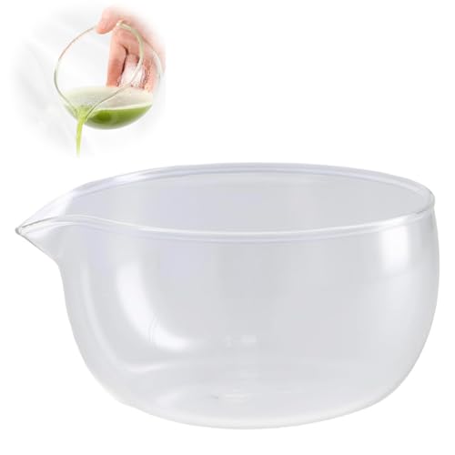NCZCDZSW Bol à sauce, 350 ml, en verre, avec bec verseur, transparent, bol à sauce, bol à matcha, bol de service pour la cuisine à la maison, transparent