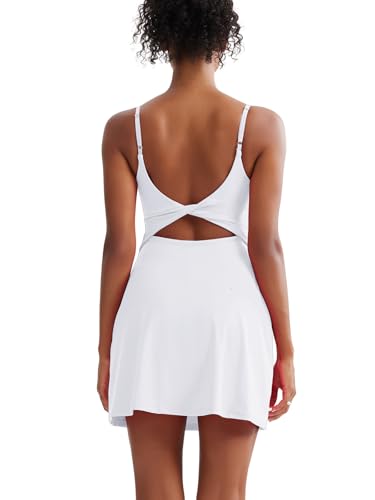 Image of Sexyasasii Women's Summer Tennis Dress with Built in Shorts and Bra Sleeveless Backless Workout Active Exercise Golf Dress