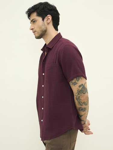 Image of Linen Shirts for Men's | Linen Blend Shirt with Full Sleeve | Spread Collar with Comfort Fit | Button Closure for Casual Wear