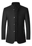 CHUCI - Chaqueta Hombre Abrigo De Lana, Gabardina Termica Casual, Chamarra de Negocios de Un Solo Botonadura, Abrigo Cuello...