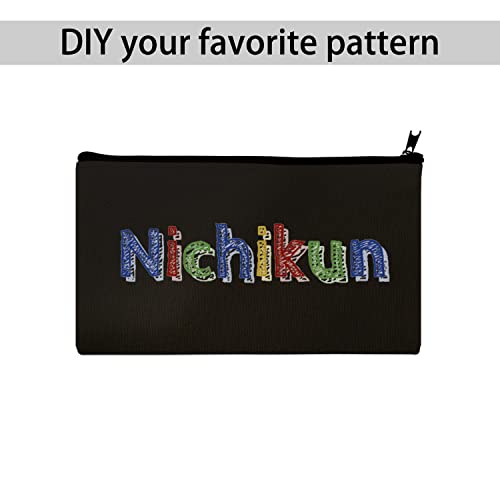 14Pieces 8 X 4.7 Inch Blank Diy Craft Bag Canvas Pencil Case Blank Makeup Bags- Black Canvas Pencil Pouch Bulk Canvas Cosmetic Bag Multi-Purpose Travel Toiletry Bag Canvas Zipper Bags #TOP4