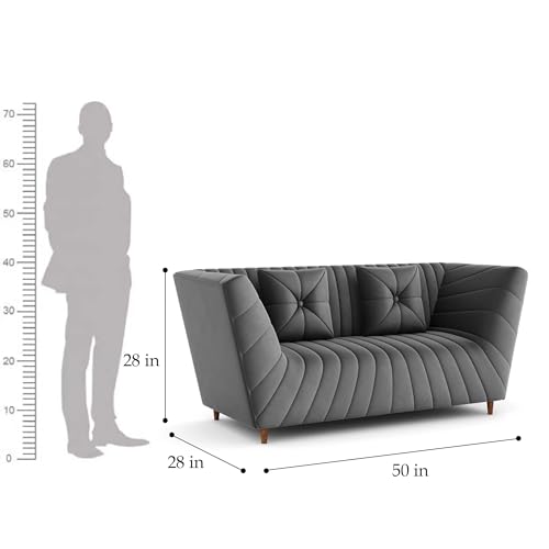 Image of Amazon Brand - Solimo Corell Tufted Velvet Fabric 2 Seater Sofa for Living Room Furniture (Grey)|3 Year Warranty