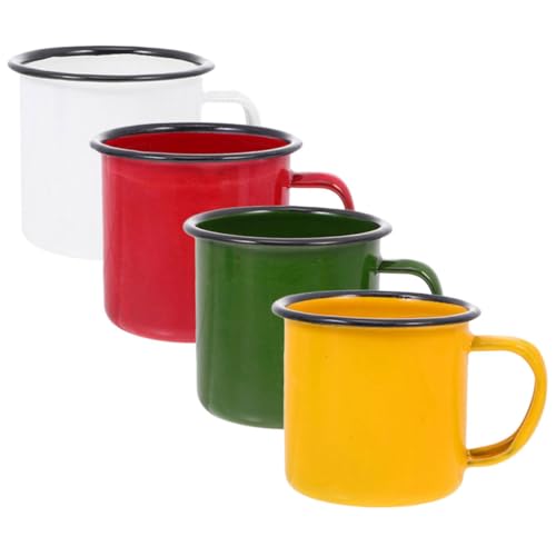 SHOWERORO Tazas De Vintage De Esmalte Set De 4 Tazas En Colores y Tazas Tradicionales Para Agua y Té Esmaltada Reutilizable