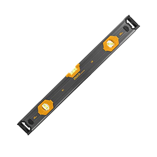 INGCO 24 INCH Heavy Duty Aluminum Box Level, Magnetic Spirit Level with Powerful Magnets Rubber Shockproof include 3 Easy-Read Level Bubbles HSL68060