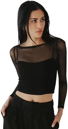 Prachikfashions Solid Mesh Casual Regular Long Sleeves for Women's