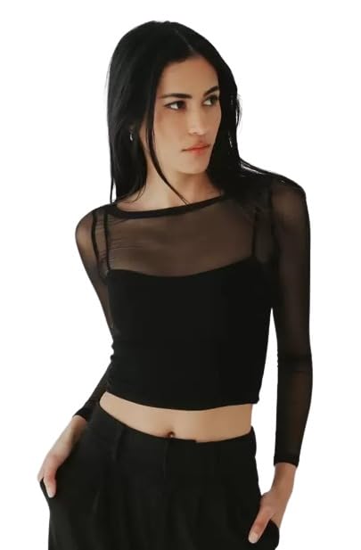 Solid Mesh Casual Regular Long Sleeves for Women's-picture-51