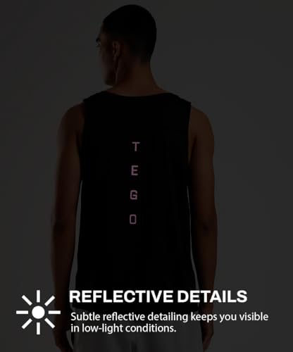 Image of TEGO Men's Pacer Tank | Lightweight Ultra-Breathable Running Tank | Moisture-Wicking | Athletic Fit | Chafe-Free Seams | Reflective Details | 100% Polyester Gym Tank Top