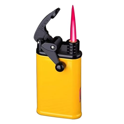 TUVovosd Mechero de butano a prueba de viento, llama roja ajustable, butano recargable, adecuado para camping al aire libre, velas (amarillo)