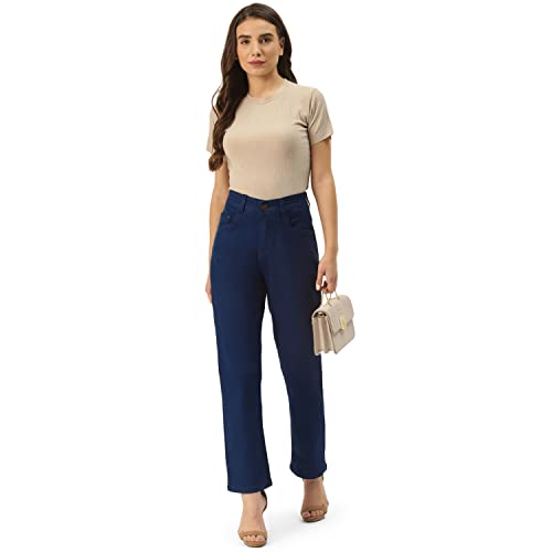 Image of PARIS HAMILTON Womens /Girls High Waist Straight fit Stretchable Denim Jeans Relaxed Fit