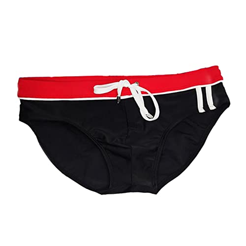 COMLIFE Men's Side Stripe Sports Triangle Swim Trunks Solid Colour Nylon Fitness Swimming Shorts