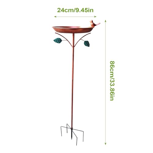 Bain d'oiseaux polyvalent avec mangeoire à eau et piquet en métal stable
