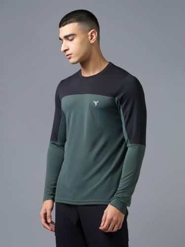 Image of TECHNOSPORT Men's Slim Fit Full Sleeve Crew Neck T-Shirt, TECHNOCOOL+ Quick Dry Moisture Wicking Stretchable Sports Gym and Casual Wear
