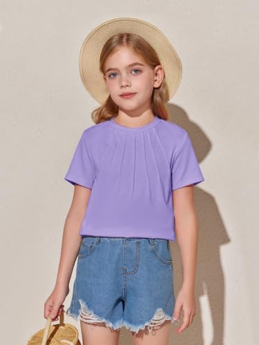 Image of Haloumoning Girls Pleated T Shirts Kids Summer Short Sleeve Fashion Tops Tees 5-14 Years