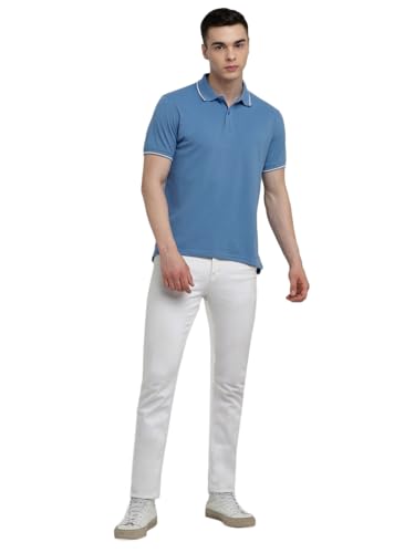 Image of Deniklo Men's Super Soft Half Sleeve T-Shirt | Regular Fit Solid Polo T Shirt for Men | Cotton Rich with Button Down Closure Type for Men |Rib Collar Polo T Shirt | Branded Polo T-Shirt for Men's