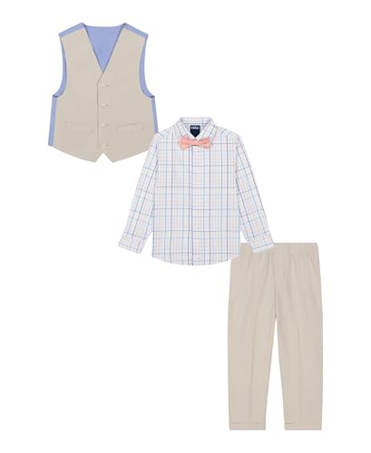 Image of IZOD Boys' 4-piece Formal Dress Up Suit Set, Vest, Pants, Collared Shirt, and Tie