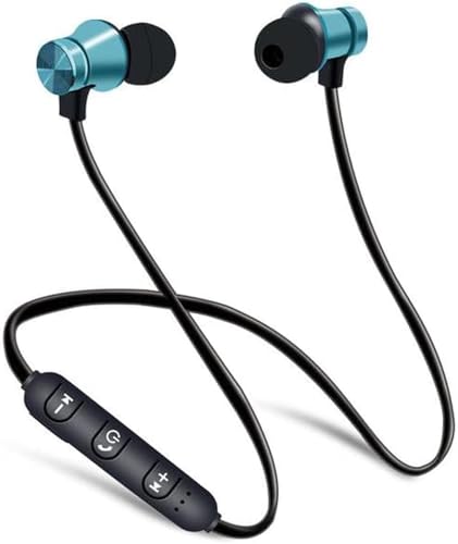 Wireless Headphones, Bluetooth 4.2 In-Ear Earbuds, Magnetic Cordless Sports HI-FI Sound Deep Bass Neckband Headset Earphones With Microphone For Running Workout Home Office Gym Outdoor (Blue)