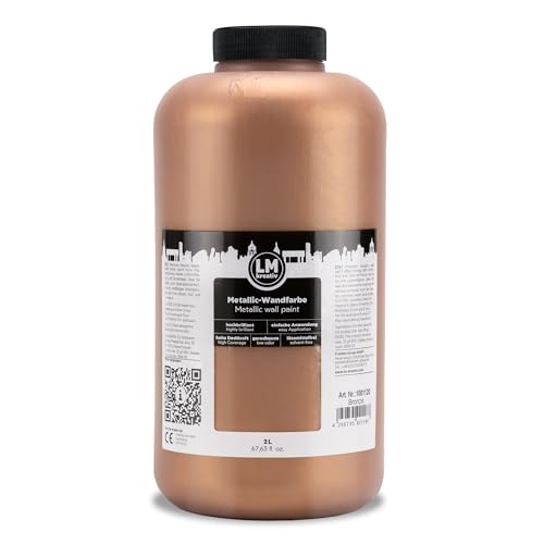 LM-Kreativ Metallic-Wandfarbe 2L - Bronze - Wasserbasierte, hochdeckende Metallic- und Glitzerfarbe für stilvolle Innenräume. Küchenfarbe und Möbelfarbe für kreative DIY - Wandgestaltung LM-Kreativ Metallic-Wandfarbe 2L - Bronze - Wasserbasierte, hochdeckende Metallic- und Glitzerfarbe für stilvolle Innenräume. Küchenfarbe und Möbelfarbe für kreative DIY - Wandgestaltung