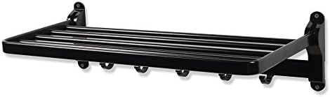 brightmaison Clothes Drying Rack, Laundry Room Organizer with Hooks for Hanging, Wall Mounted Drying Rack Metal, Black