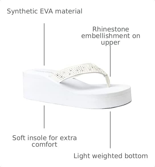 Image of REDVOLUTION New Women's Rhinestone Sandals Platform T-Strap Jewel Sandals High Wedge Flip Flops