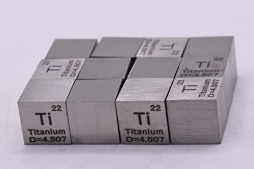 Image of 0.39 inch 10mm Titanium Metal Cube Ti up to 99.9% Pure Periodic Table Element Engraved Density Collection Science Education Display Block Cube + Acrylic Case Box - 1PC