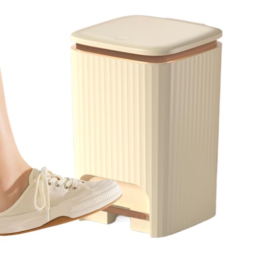 Cubo de basura con pedal de cocina, cubo de basura para baño, pedal de empuje, basura de cocina con tapa, cubo de basura con pedal de prensa y pedal de pie, cubo de basura de 15 l, cesta a prueba de