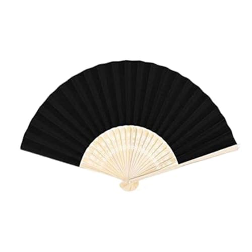 ZUWIJEQ 1 Stück Faltbare Fächer Handfächer Schwarz Faltfächer Faltbarer Handfächer Schwarz Taschenfächer Hand-Faltfächer Chinesischer Fächer for Sommer Party tanzende Hochzeits Haus Dekorationen