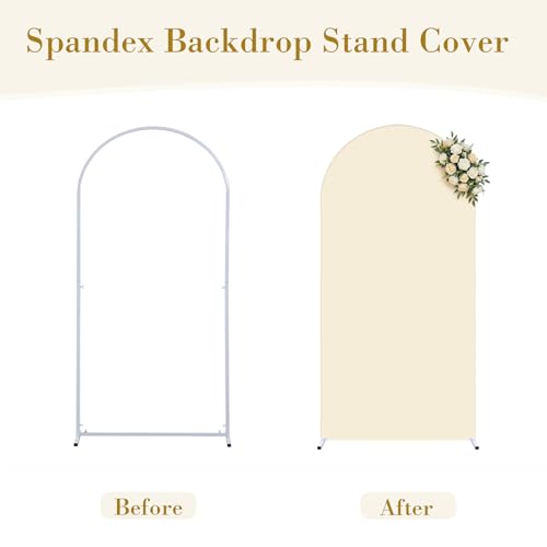 Beige Arch Cover 7.2ft Spandex Beige Wedding Arch Backdrop Cover for Birthday Party Baby Shower Balloon Arch Stand Cover Baby in Bloom Bridal Shower Photo Arch Covers Stretchy Backdrop Decorations by Suppromo - Used condition - Image 8