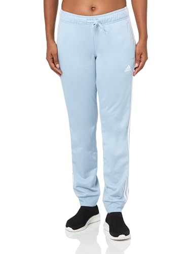 Adidas Womens Essentials Warm-Up Slim Tapered 3-Stripes Track Pants, Wonder Blue/White, X-Small