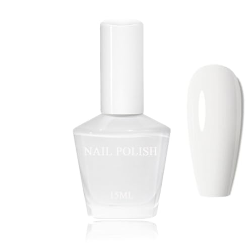15ML Nagellack Weiß, Einheitlicher Nagellack mit cremigem Finish, Glossy Schnelltrocknender Einfarbiger Langanhaltend ungiftiger Nail Polish für Nail Art Maniküre zu Haus(Weiß)