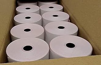 2 Ply, 76mm x 76mm, Carbonless Paper Rolls, Non-Thermal, for Kitchen Printer, Dot Matrix Impact Printer, Non-Thermal Cash Register, Printing Calculator, Till Epos PDQ Receipt Printer. Box of 20 Rolls