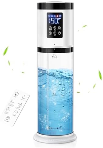 8L Humidifiers for Bedroom, 30dB Quiet, 500ft² Coverage, 60H Runtime, Top Fill, 3-in-1 Humidifier Large Room & Essential Oil Diffuser & Ambient Light, Sleep Mode, 16H Timer, Auto Shutoff Protection