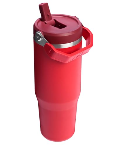 Image of STANLEY IceFlow 2.0 Flip Straw Tumbler with Handle 30 oz | Twist On Lid and Flip Up Straw | Leak Resistant Water Bottle | Insulated Stainless Steel | BPA-Free | Chili Red, Pack of 12