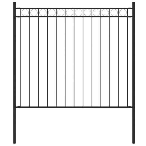 vidaXL Garden Fence Steel Garden Barrier Spear Top Border Edging Outdoor Panels Barrier Border Landscape Fence Edges Ornament Black