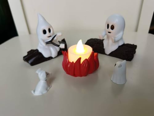 Auetrcls Ghost Campfire Gathering Night Light - Halloween Spooky LED Glowing Campfire Nightlight Lamp - Halloween Decorations Decor