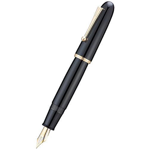 Image of Jinhao 9019 Dadao Series Fountain Pen Black Acrylic Gold Trim #8 Medium Nib with Large Converter for Writing, Signature and Calligraphy