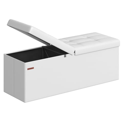 Image of SONGMICS 43.3 Inches Folding Storage Ottoman Bench with Flipping Lid