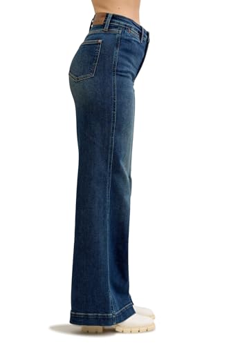Judy Blue Womens Jeans - High Waisted Retro Wide Tummy Control Front Welt Pockets3