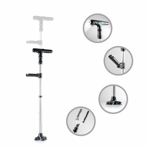 Bâton de marche extensible 4 points d'appui avec main mécanique de préhension - 2