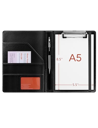 small clipboard junior padfolio folio 7 x 9 writing pad refillable mymazn faux leather folder a5 for notepad legal pad 5 x 8 junior size portfolio black