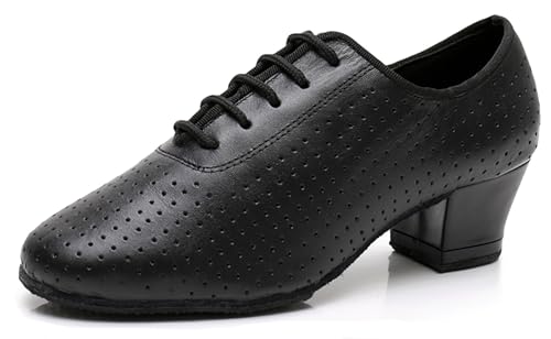 ZengyeZoo Salsa Heels for Women Lace-up Comfortable Ballroom Practice Dance Shoes Evening Pumps X2077 Black US 6.5