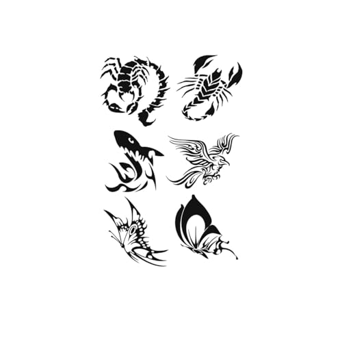 kobench Semi Permanent Tattoos,Eagle Butterfly Shark Scorpion - K647 Design,Waterproof,Easy-to-Apply,Long